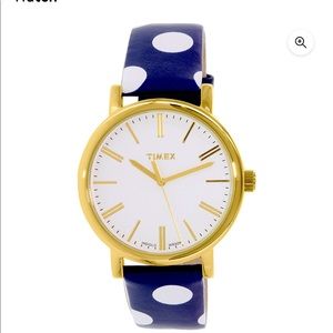 Timex originals blue white polkadot watch